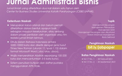 Call for Papers Jurnal Administrasi Bisnis UNPAR
